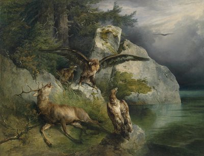 Eagle and Dying Deer by Friedrich Gauermann